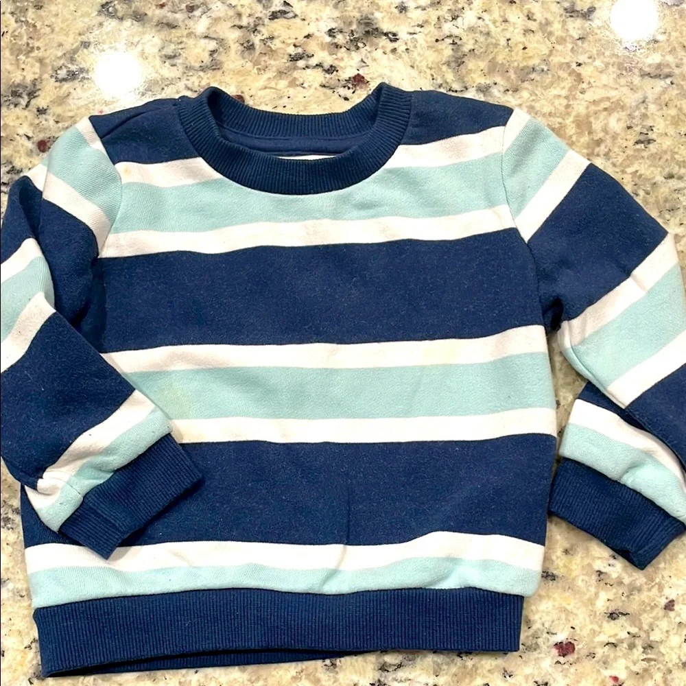Striped Kids Shirt Blue & White Sz 18M & matching athletic drawstring pants 12M
